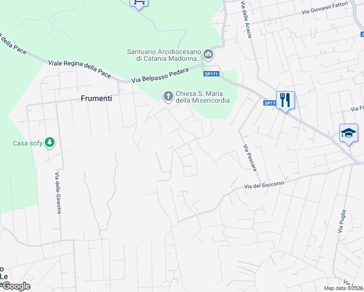 map of restaurants, bars, coffee shops, grocery stores, and more near 2 Via Friuli in Mascalucia