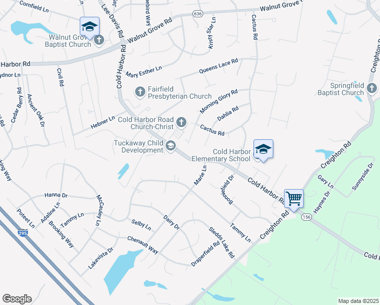 map of restaurants, bars, coffee shops, grocery stores, and more near 6383 Morning Glory Court in Mechanicsville