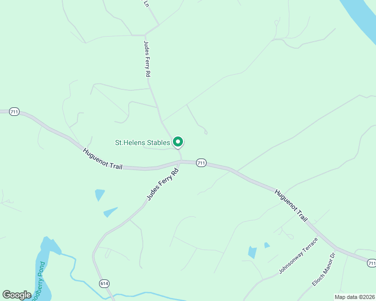 map of restaurants, bars, coffee shops, grocery stores, and more near 3100 Judes Ferry Road in Powhatan