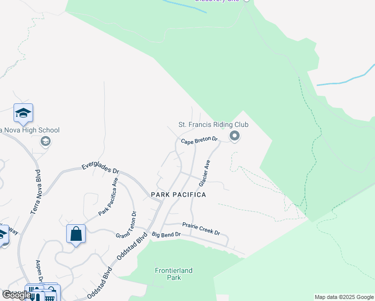 map of restaurants, bars, coffee shops, grocery stores, and more near 19 Elk Court in Pacifica