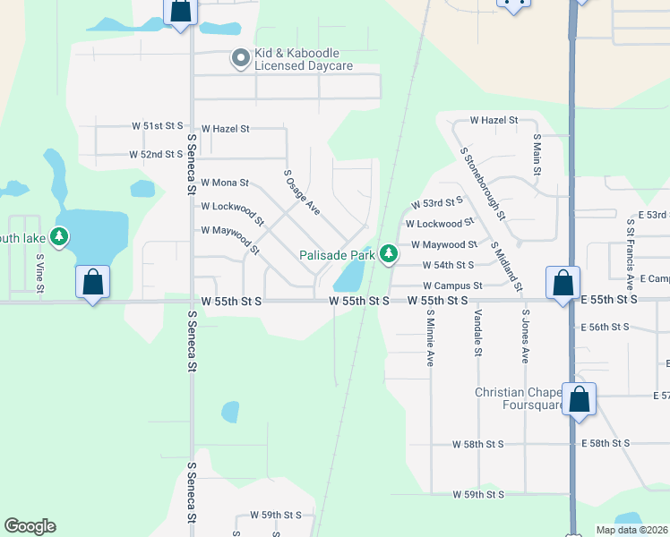 map of restaurants, bars, coffee shops, grocery stores, and more near 5544 South Gold Street in Wichita