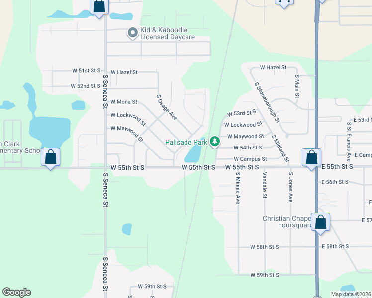 map of restaurants, bars, coffee shops, grocery stores, and more near 5544 South Gold Street in Wichita
