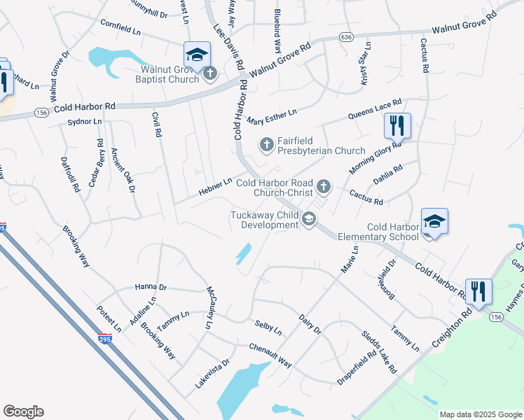 map of restaurants, bars, coffee shops, grocery stores, and more near 6438 Harbor Drive in Mechanicsville