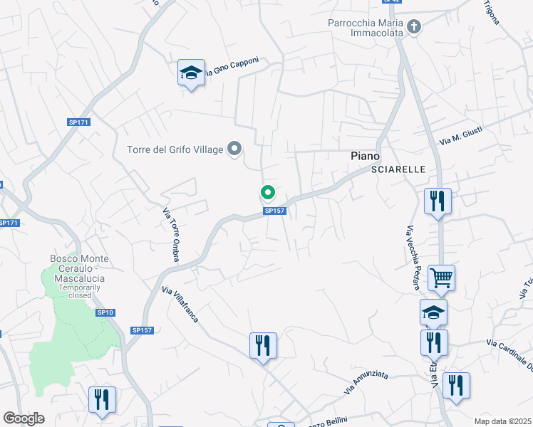 map of restaurants, bars, coffee shops, grocery stores, and more near 2 Via Segesta in Mascalucia