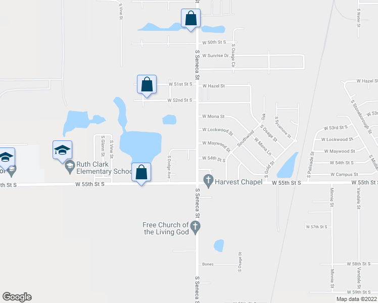 map of restaurants, bars, coffee shops, grocery stores, and more near 1112 West Maywood Street in Wichita