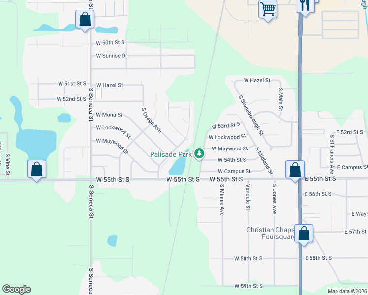 map of restaurants, bars, coffee shops, grocery stores, and more near 5470 South Gold Street in Wichita