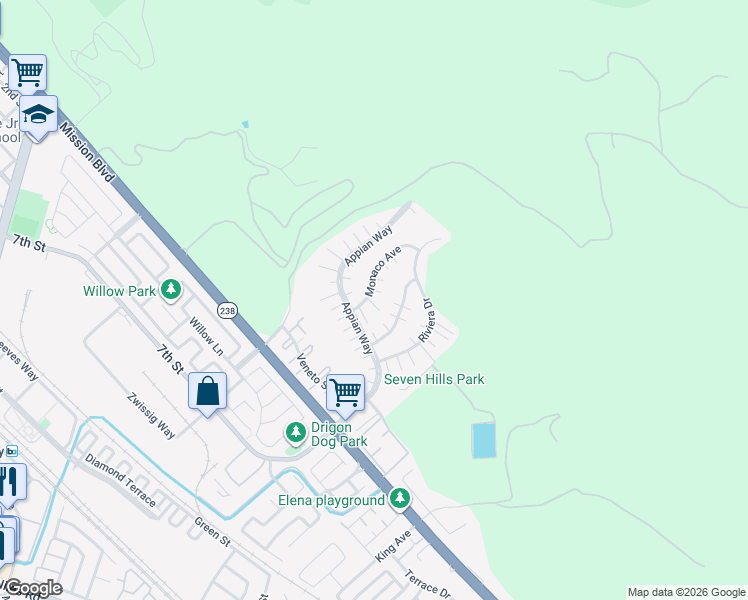 map of restaurants, bars, coffee shops, grocery stores, and more near 365 Monaco Avenue in Union City