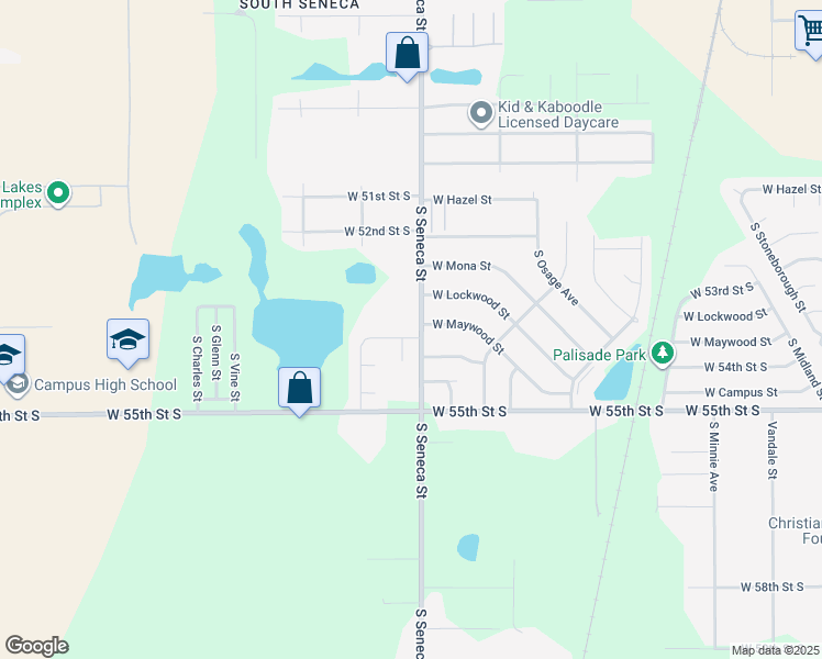 map of restaurants, bars, coffee shops, grocery stores, and more near 1112 West Maywood Street in Wichita