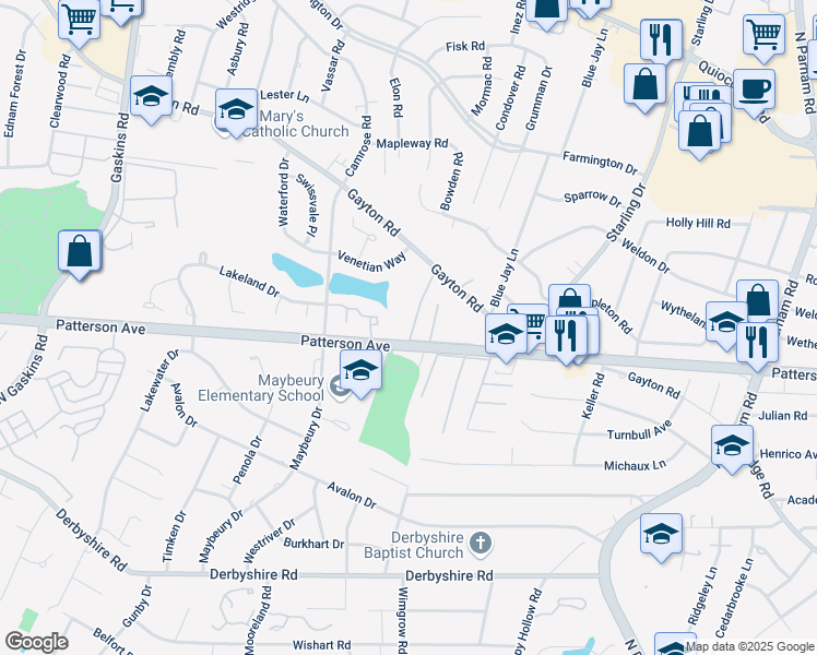 map of restaurants, bars, coffee shops, grocery stores, and more near 9016 Virginia 6 in Henrico