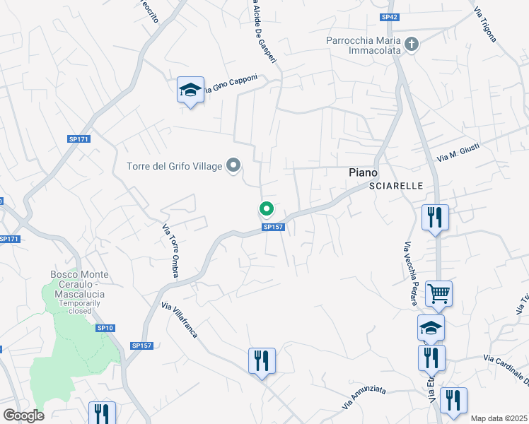 map of restaurants, bars, coffee shops, grocery stores, and more near 2 Via Segesta in Mascalucia