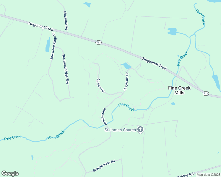 map of restaurants, bars, coffee shops, grocery stores, and more near 2620 Gullane Road in Powhatan