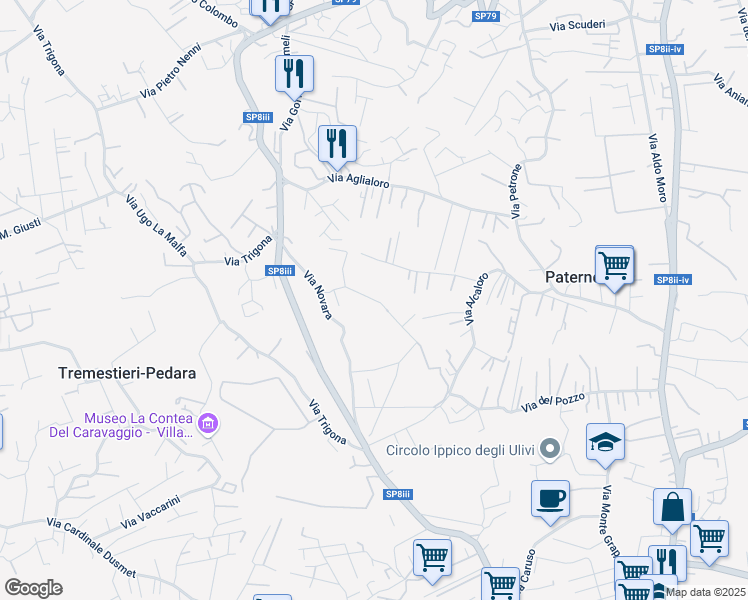 map of restaurants, bars, coffee shops, grocery stores, and more near 16 Via Alghero in San Giovanni La Punta
