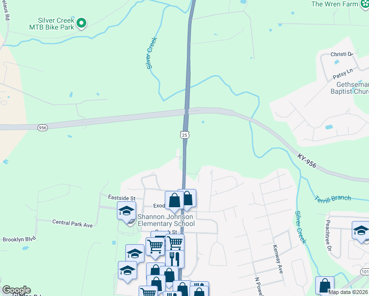 map of restaurants, bars, coffee shops, grocery stores, and more near 614 Richmond Road North in Berea