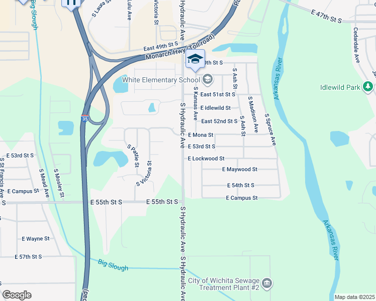 map of restaurants, bars, coffee shops, grocery stores, and more near in Wichita
