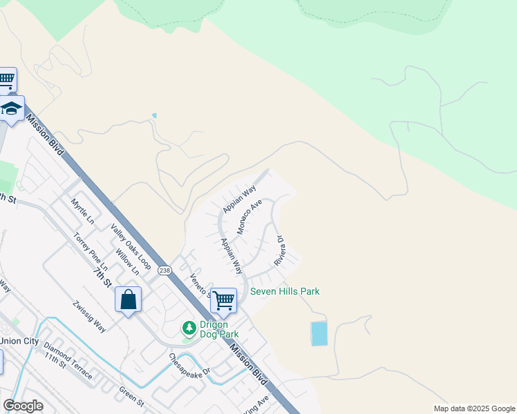 map of restaurants, bars, coffee shops, grocery stores, and more near 431 Monaco Avenue in Union City