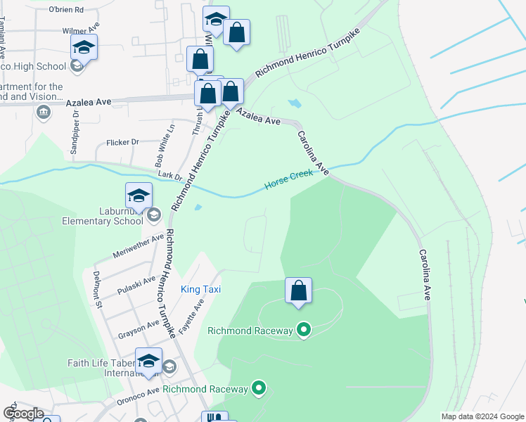 map of restaurants, bars, coffee shops, grocery stores, and more near 4238 Fayette Circle in Richmond