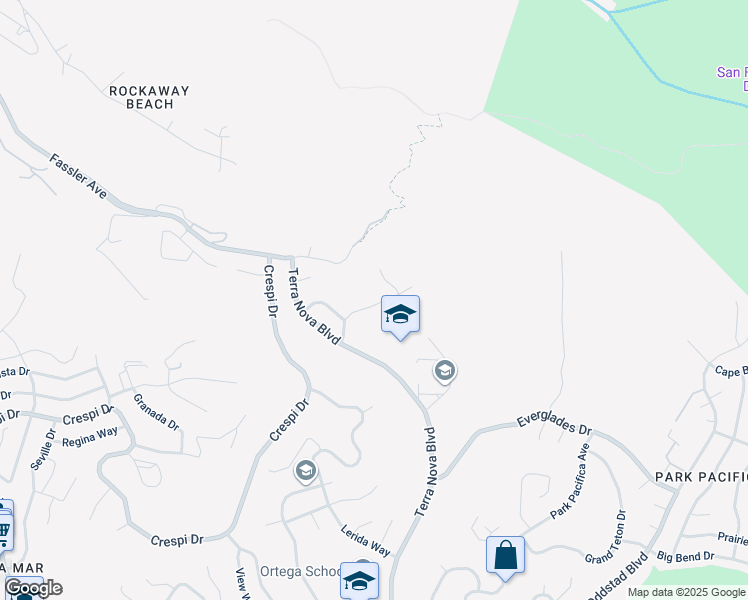 map of restaurants, bars, coffee shops, grocery stores, and more near 1159 Mason Drive in Pacifica
