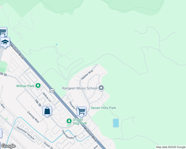 map of restaurants, bars, coffee shops, grocery stores, and more near 430 Monaco Avenue in Union City