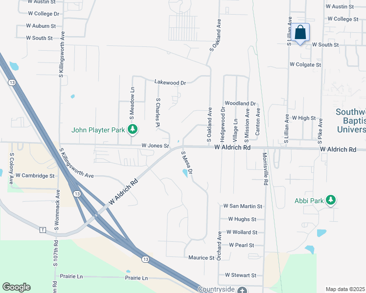 map of restaurants, bars, coffee shops, grocery stores, and more near 1220 W Aldrich Rd in Bolivar