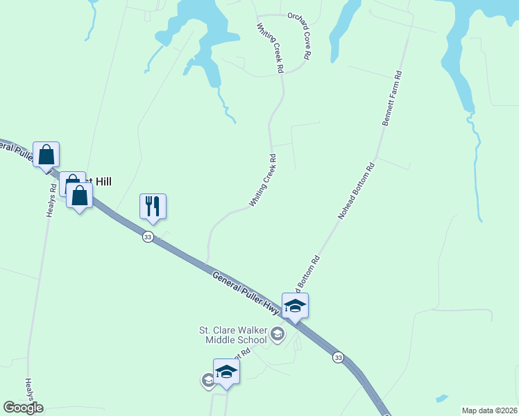 map of restaurants, bars, coffee shops, grocery stores, and more near 354 Whiting Creek Road in Locust Hill