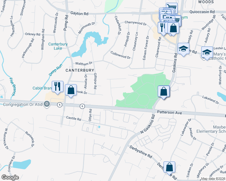 map of restaurants, bars, coffee shops, grocery stores, and more near 10210 Westhampton Glen Court in Richmond
