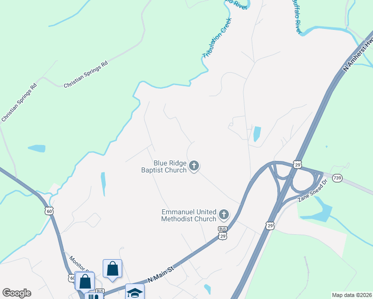map of restaurants, bars, coffee shops, grocery stores, and more near 251 Blue Ridge Lane in Amherst