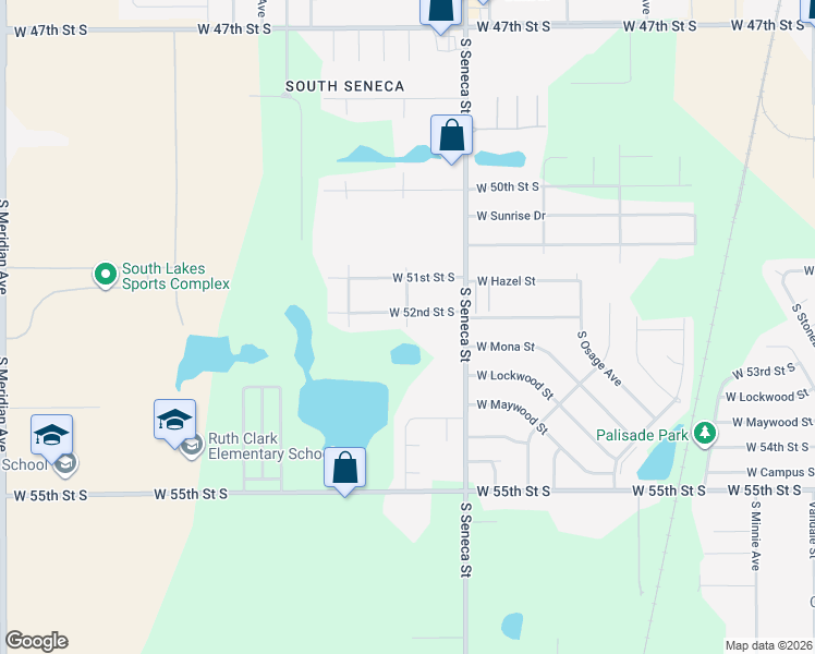 map of restaurants, bars, coffee shops, grocery stores, and more near 5515 South Dodge Avenue in Wichita