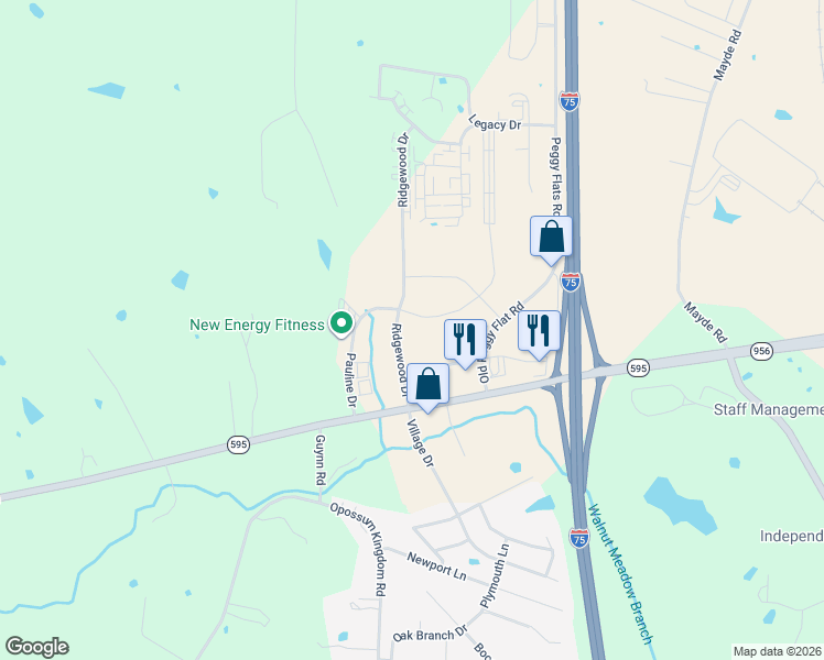 map of restaurants, bars, coffee shops, grocery stores, and more near 833 Ridgewood Drive in Berea