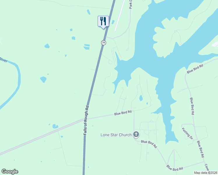 map of restaurants, bars, coffee shops, grocery stores, and more near 108 Wooded Retreat in Falls of Rough