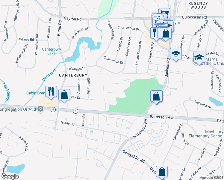map of restaurants, bars, coffee shops, grocery stores, and more near 10210 Westhampton Glen Court in Richmond