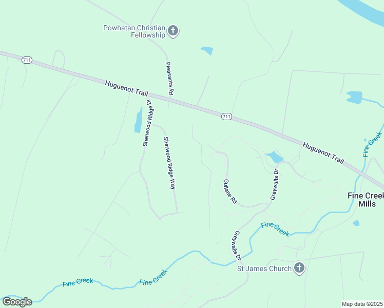 map of restaurants, bars, coffee shops, grocery stores, and more near 3183 Gullane Court in Powhatan