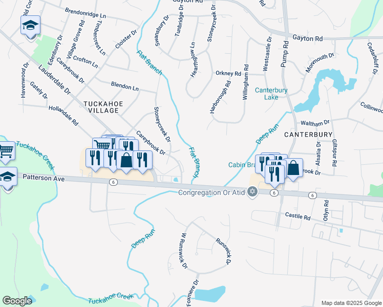map of restaurants, bars, coffee shops, grocery stores, and more near 1169-1199 Careybrook Drive in Henrico