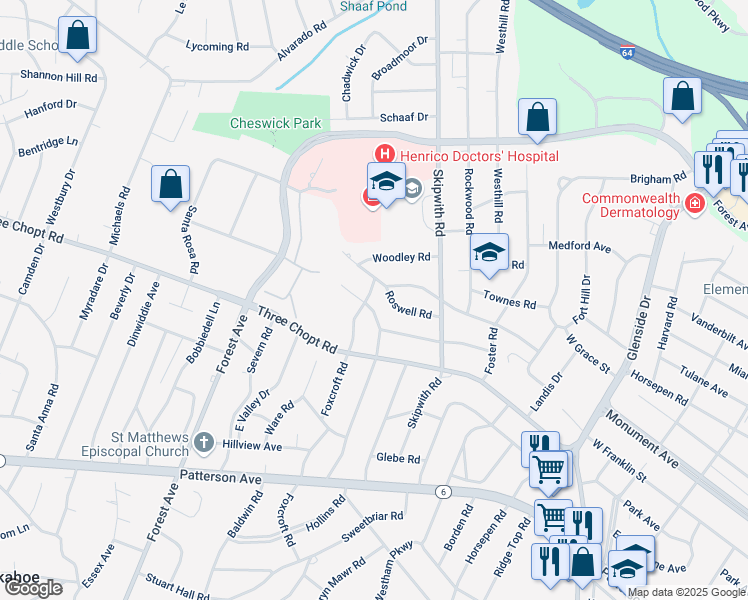 map of restaurants, bars, coffee shops, grocery stores, and more near 1315 Hillside Avenue in Richmond