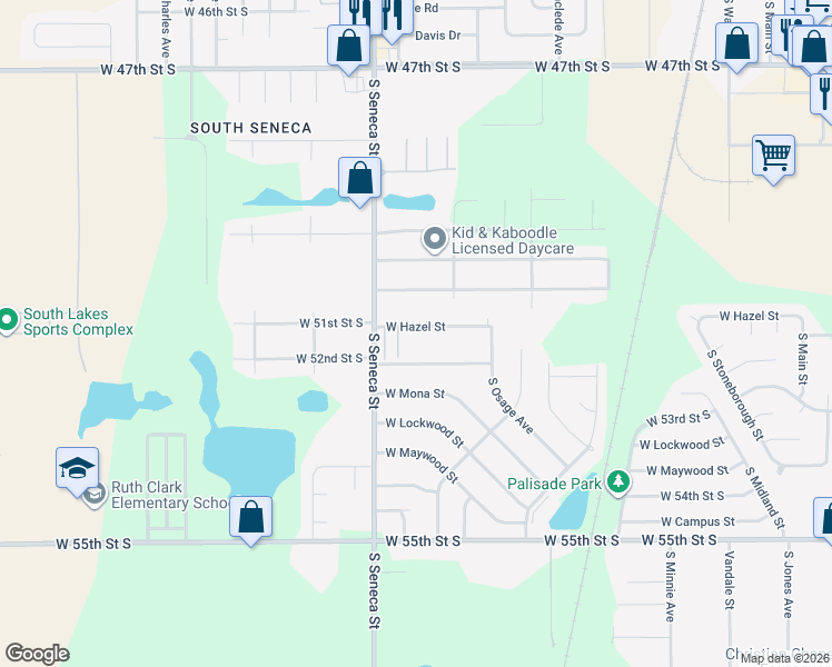 map of restaurants, bars, coffee shops, grocery stores, and more near 920 Hazel St in Wichita
