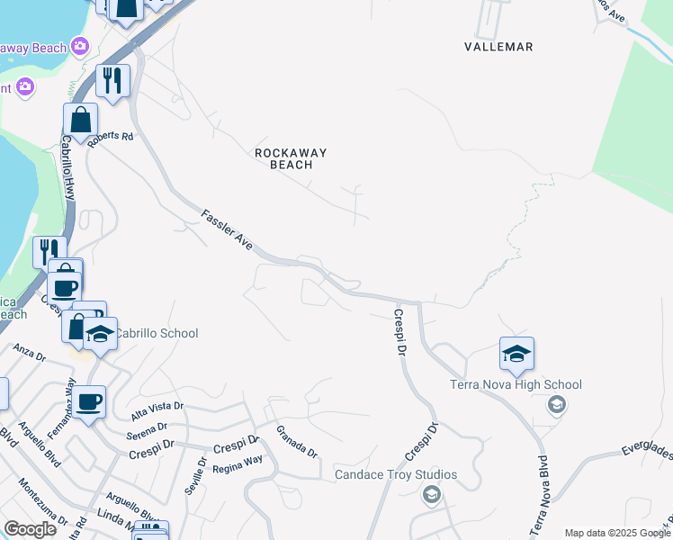 map of restaurants, bars, coffee shops, grocery stores, and more near 943 Fassler Avenue in Pacifica