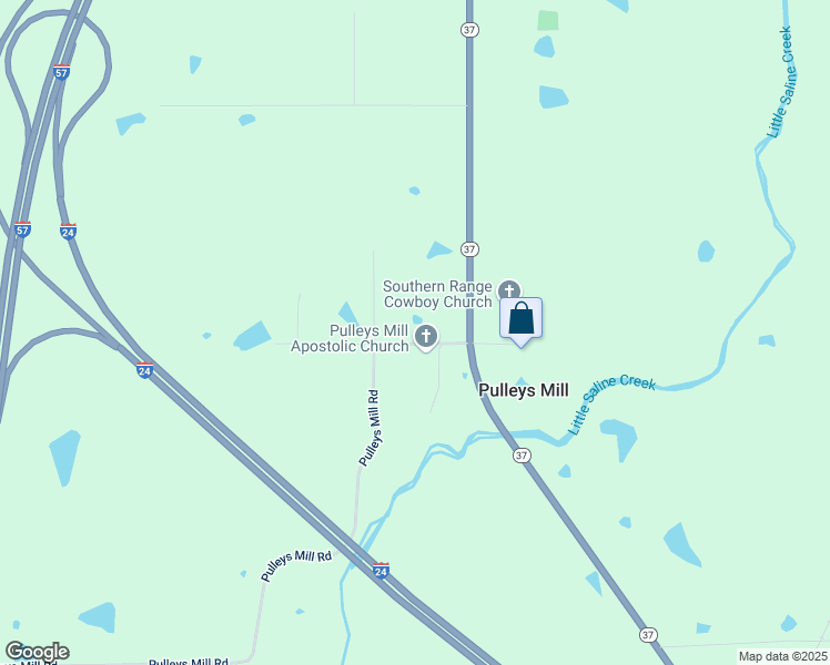 map of restaurants, bars, coffee shops, grocery stores, and more near 9536 Pulleys Mill Road in Goreville