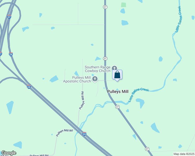 map of restaurants, bars, coffee shops, grocery stores, and more near 9536 Pulleys Mill Road in Goreville