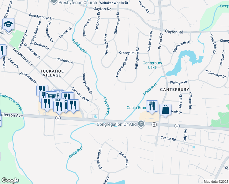map of restaurants, bars, coffee shops, grocery stores, and more near 10629 Harborough Place in Henrico