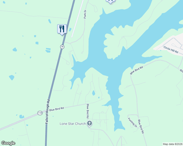 map of restaurants, bars, coffee shops, grocery stores, and more near Marina Point Lane in Falls of Rough
