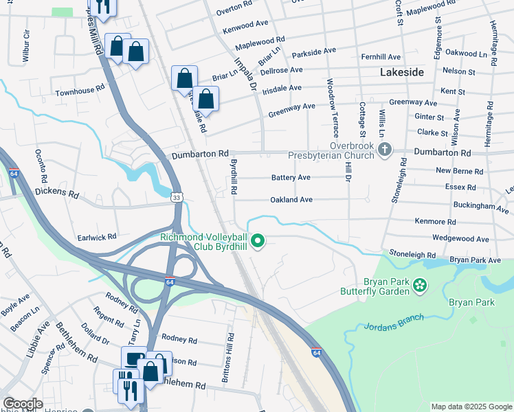 map of restaurants, bars, coffee shops, grocery stores, and more near 2919 Oakland Avenue in Richmond