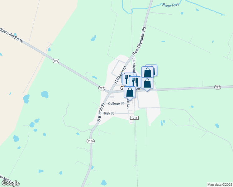 map of restaurants, bars, coffee shops, grocery stores, and more near 100-138 College Street in Glendale