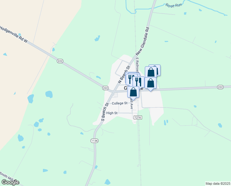 map of restaurants, bars, coffee shops, grocery stores, and more near 100 College Street in Glendale