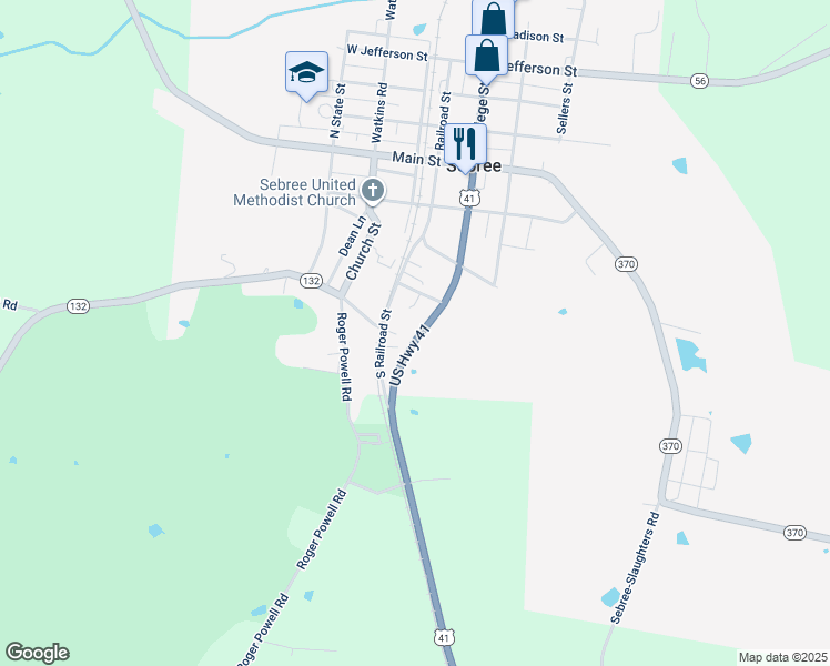 map of restaurants, bars, coffee shops, grocery stores, and more near 302-430 U.S. 41 in Sebree