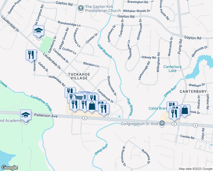 map of restaurants, bars, coffee shops, grocery stores, and more near 1319 Stoneycreek Drive in Richmond