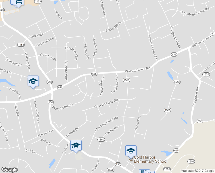 map of restaurants, bars, coffee shops, grocery stores, and more near 6305 Kennedy Court in Mechanicsville