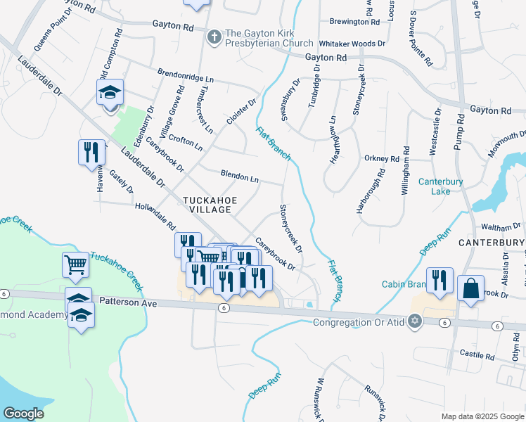 map of restaurants, bars, coffee shops, grocery stores, and more near 1408 Westbriar Drive in Richmond