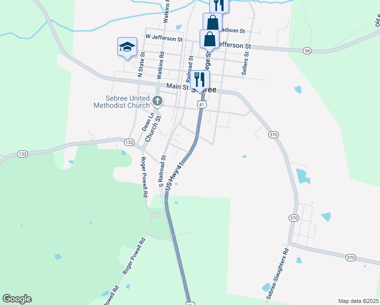 map of restaurants, bars, coffee shops, grocery stores, and more near 302 U.S. 41 in Sebree