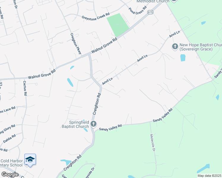 map of restaurants, bars, coffee shops, grocery stores, and more near 7308 Creighton Road in Mechanicsville