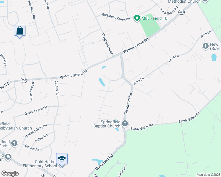map of restaurants, bars, coffee shops, grocery stores, and more near 7252 Marimel Lane in Mechanicsville