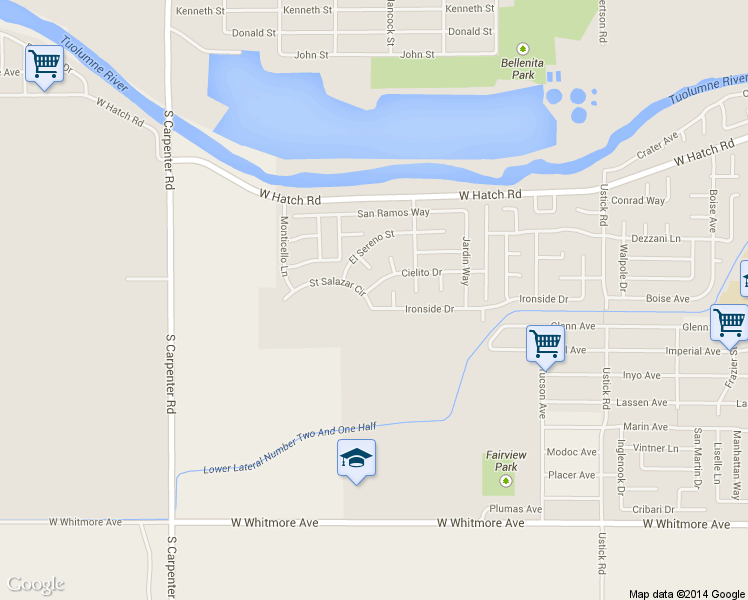 map of restaurants, bars, coffee shops, grocery stores, and more near 1905 Saint Salazar Circle in Modesto